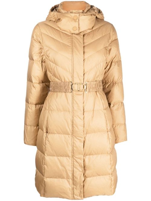 TWINSET hooded belted puffer...