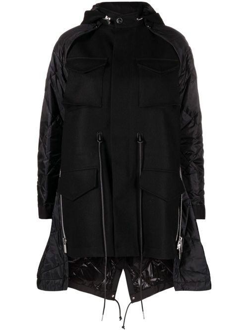 sacai zip-up panelled parka...