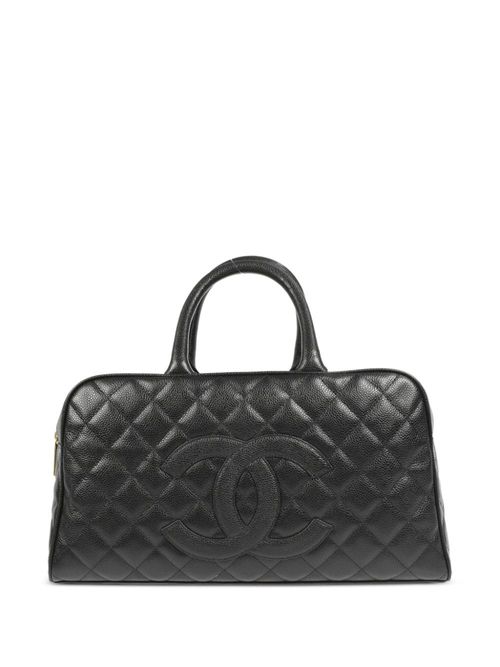 CHANEL Pre-Owned 2003 debossed logo tote bag - Black, Compare