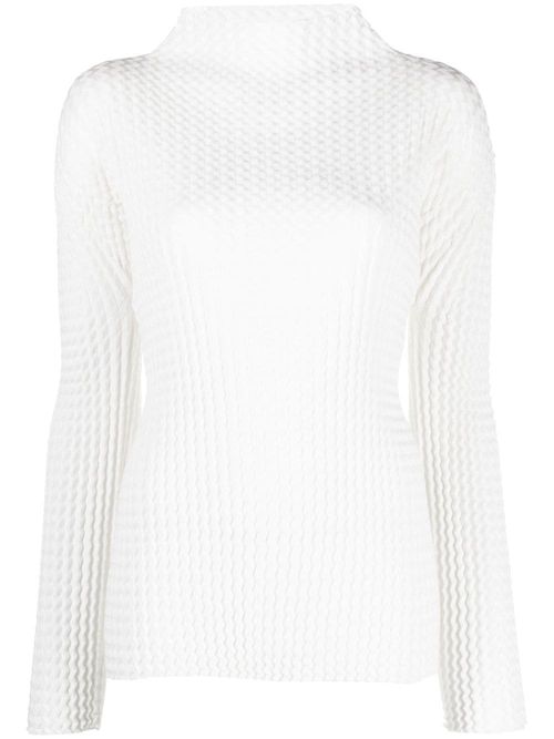 Issey Miyake plissé mock-neck...