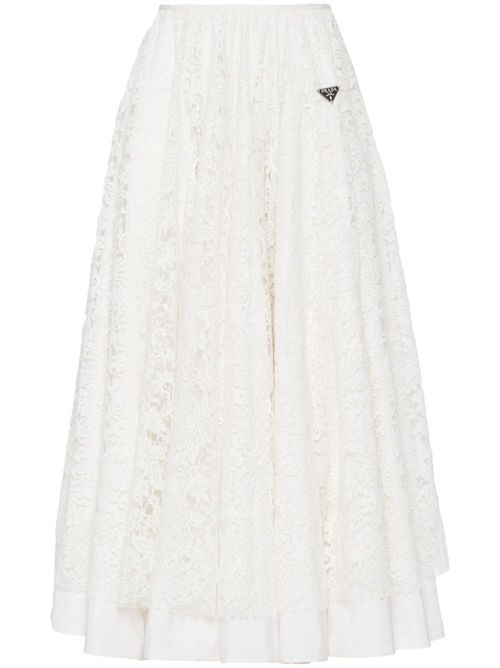 Prada floral-lace cotton midi...