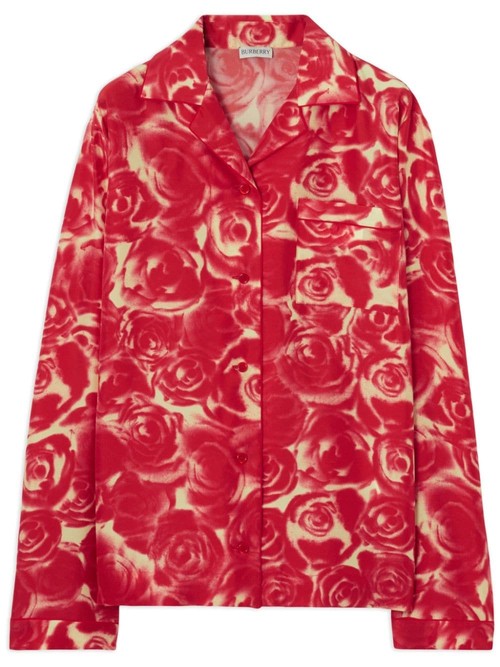 Burberry rose-print silk...