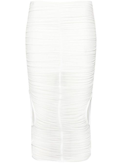 Mugler mesh ruched midi skirt...