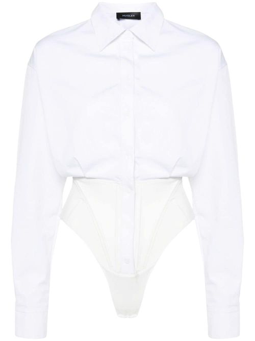 White Button Down Cotton Poplin Bodysuit
