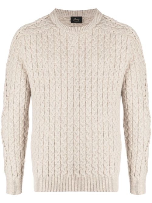 Brioni crew-neck cable-knit...