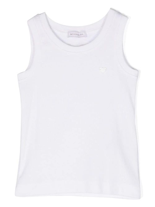 Monnalisa logo-plaque fine-ribbed tank top - White