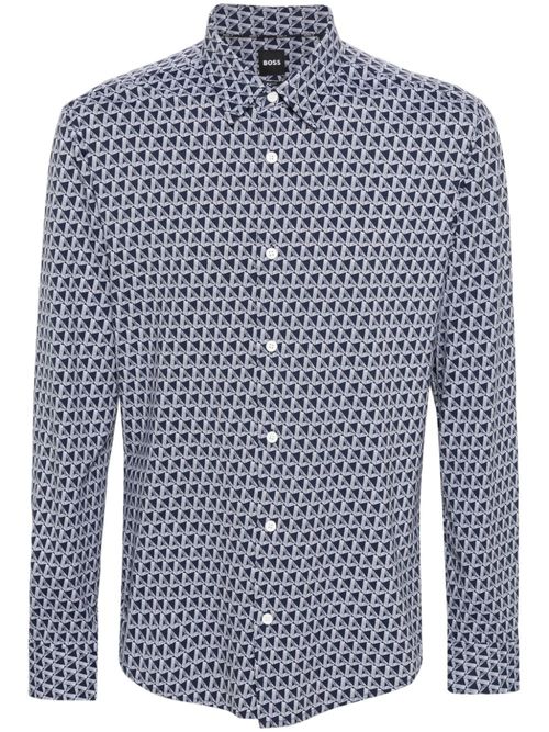 BOSS geometric-print shirt -...