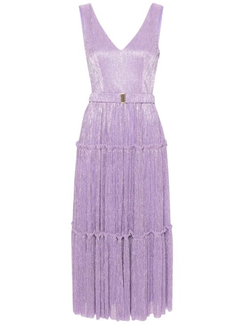 NISSA belted lurex midi dress...