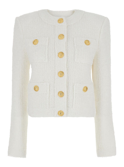 Balmain White Cropped Jacket...