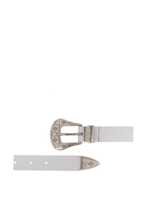 Eleventy White Leather Belt