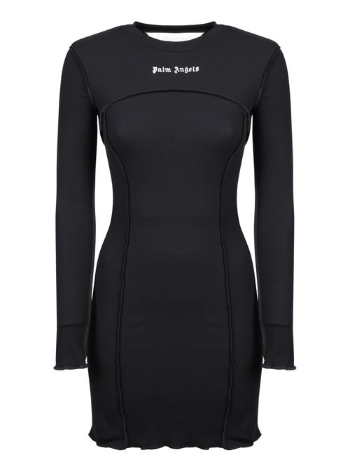 Palm Angels Ribbed Black Dress