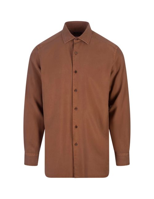 Zegna Mulberry Silk Shirt In...