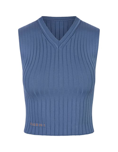 Marni Light Blue Ribbed Knit...