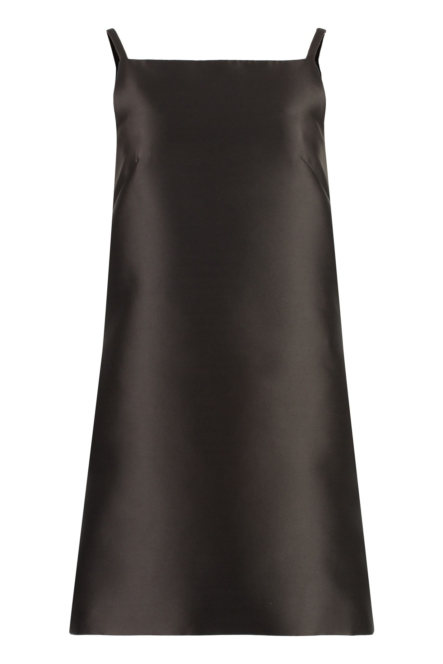 【ALEXANDER WANG】Off-the-shoulder dress with ruches Square Neck Minidress in Wool Twill with Crystal Hotfix in