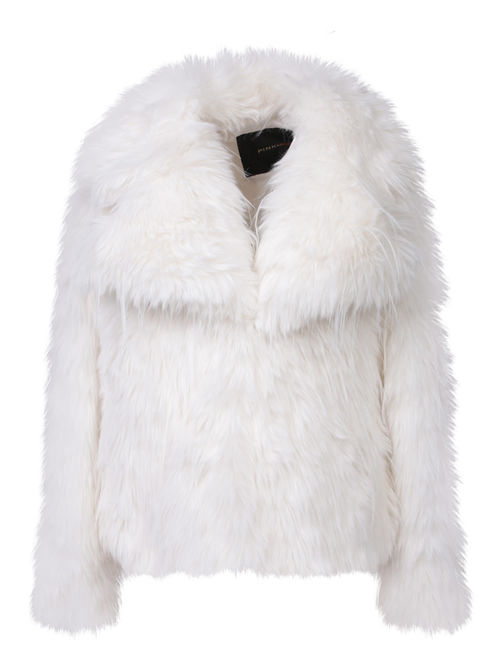 Pinko White Faux Fur Jacket