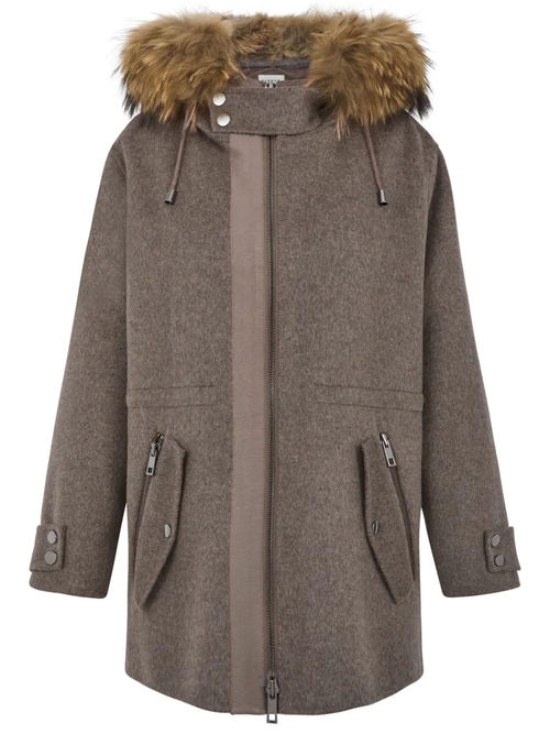 Parosh Beige Coat With Fur...