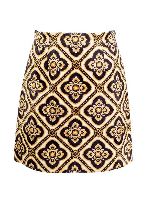 Jacquard Velvet Mini Skirt...