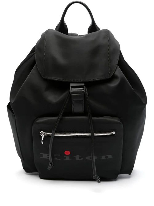 Kiton Black Canvas Backpack...