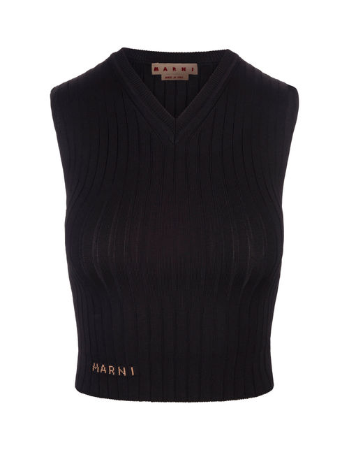 Marni Black Ribbed Knit Short...