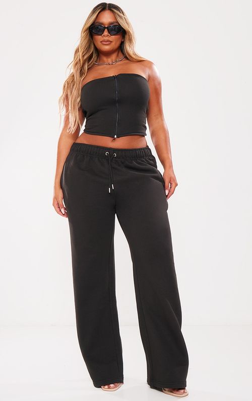 Shape Black Wide Leg Ruched Waist Joggers