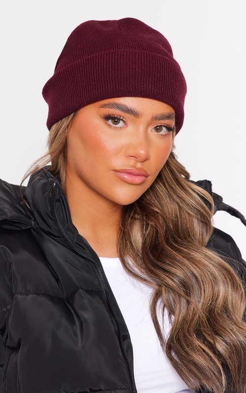 Burgundy Basic Beanie, Red