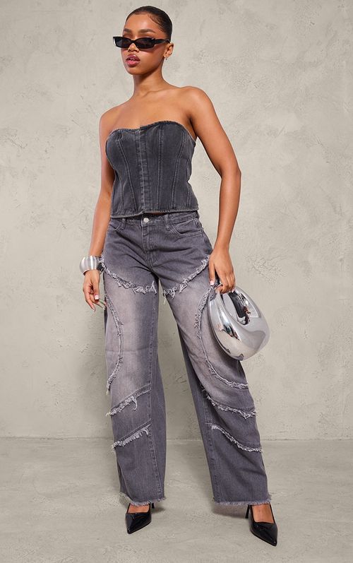 Dark Grey Washed Asymmetric...