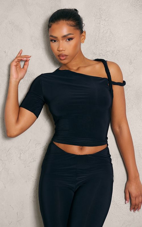 Black Slinky Twist Shoulder...