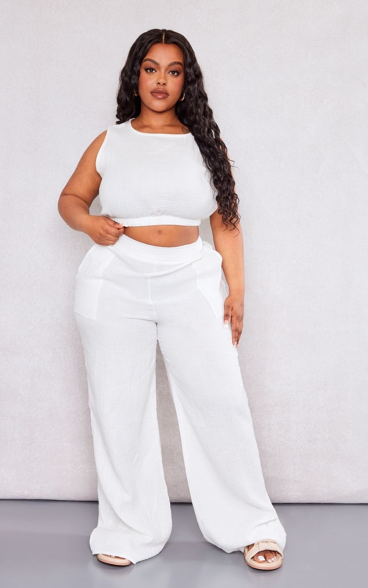 Plus white pants sales