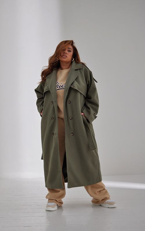 Plus Khaki Oversized Double...