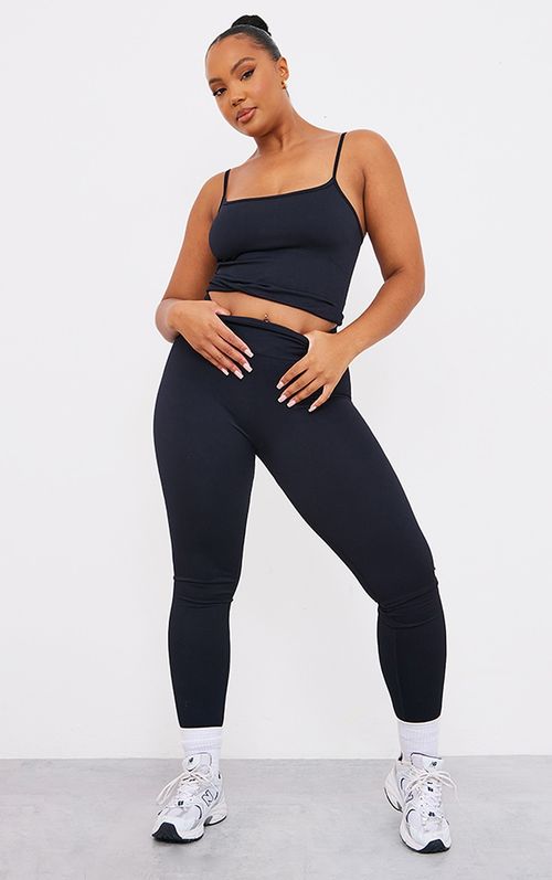 Tall Black Sculpt Luxe High Waisted Gym Ruched Bum Leggings, Black