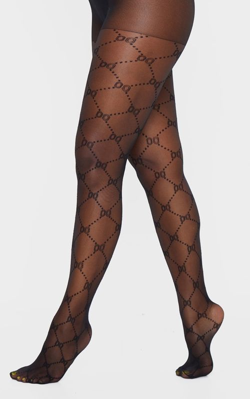 Black Patterned Tights, Black