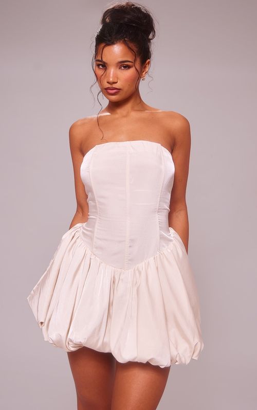 Cream Bandeau Corset Puff...