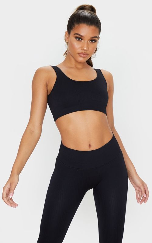 Black Seamless Rib Scoop Neck Bra 3 Pack