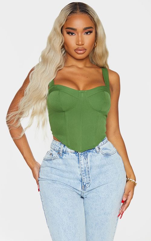 Shape Stone Woven Corset Crop Top, Shape