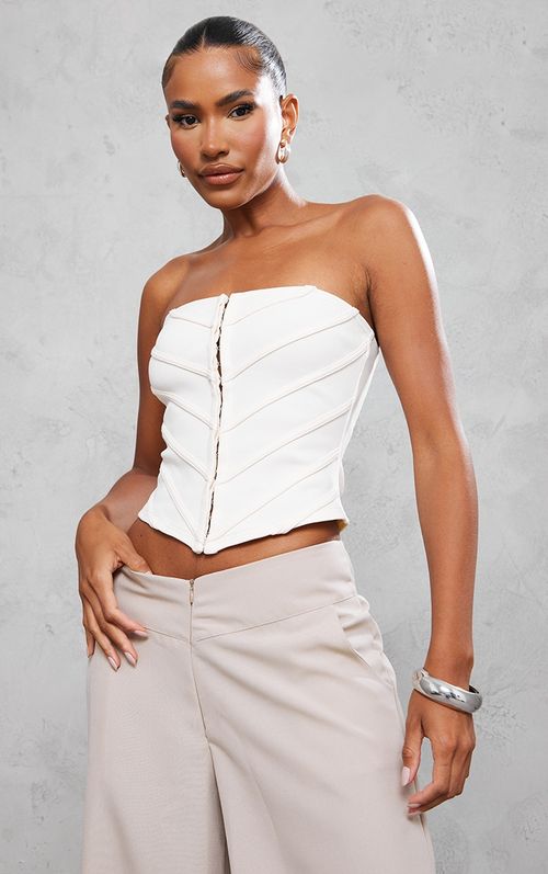 White Bandage Hook And Eye Structured Corset