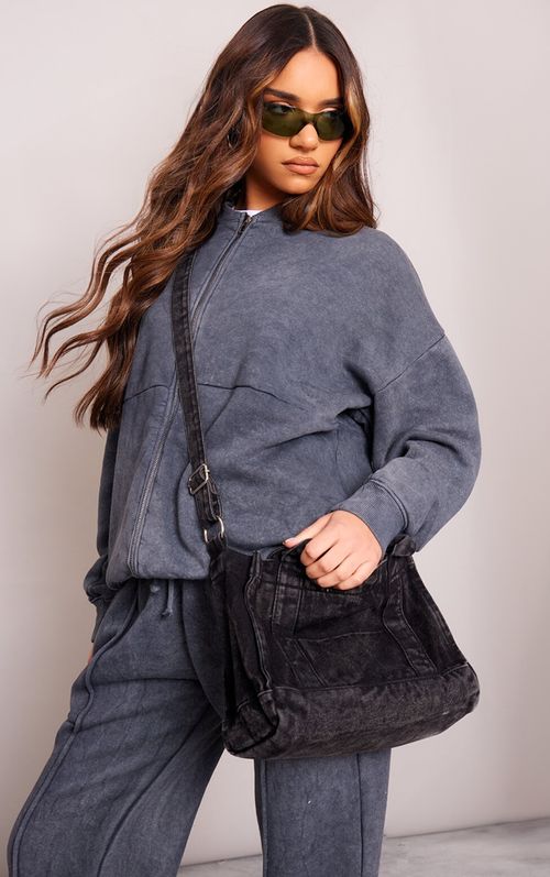 Black Washed Denim Cross Body...