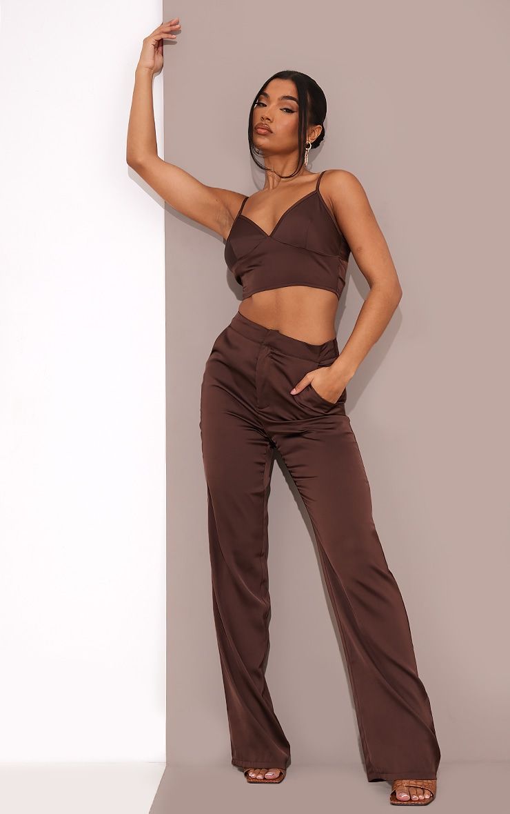 Chocolate Brown Control Stretch Pull On Ankle Pant | Elliott Lauren