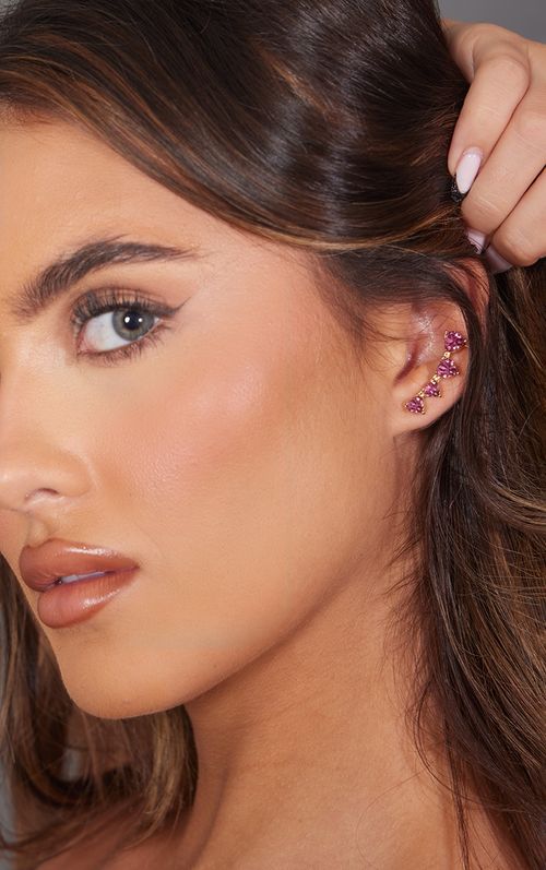 Pink Jeweled Heart Ear Cuff...