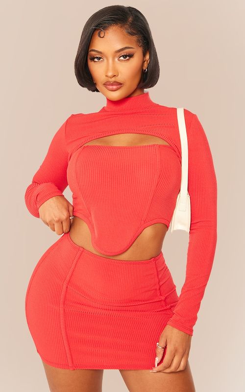 Shape Red Bandeau Crop Top