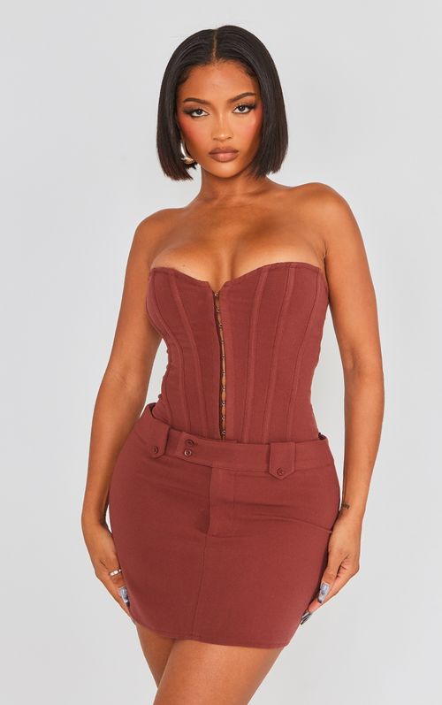 Chocolate Brown Satin Tie Back Bralet