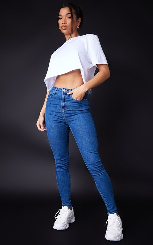 Blue 5 Pocket Stretch Flared Jeans