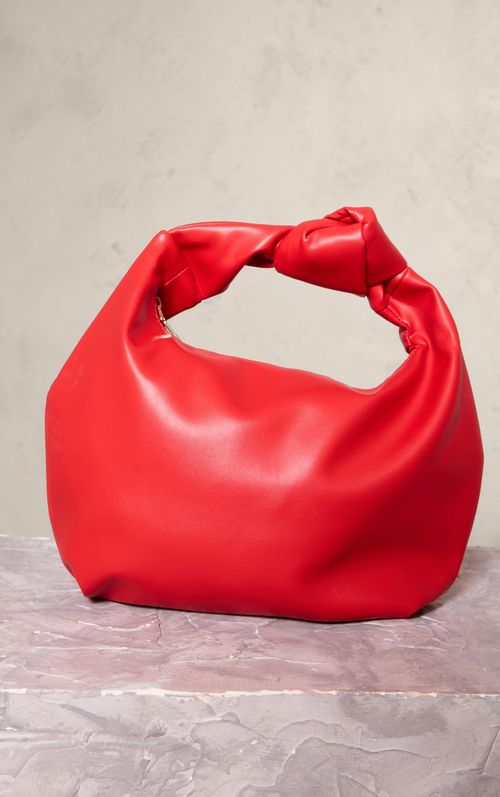 Red PU Knot Handle Slouchy...