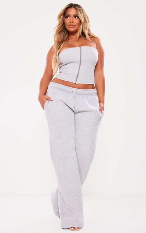 Grey Draw String Waist Flare Leg Sweat Jogger