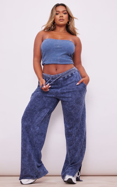 Shape Black Wide Leg Ruched Waist Joggers