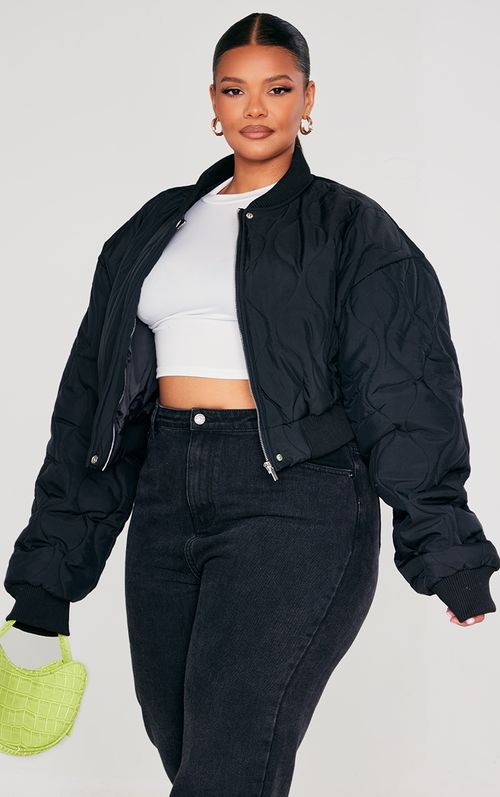 Plus Black Panelled Bomber...