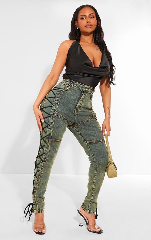 Shape Green Washed Denim Lace...