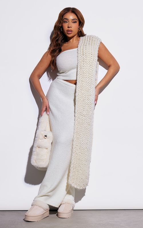 Plus Cream Brushed Knitted...