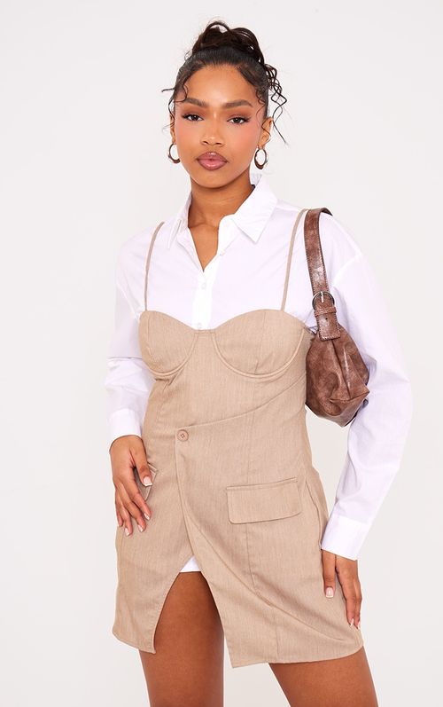 Mocha Woven Tailored Pocket...