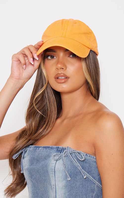 Orange Washed Denim Cap,...