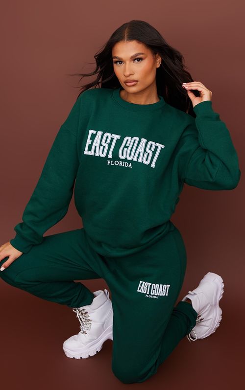 Plt Forest Green Cuffed High Waisted Sweatpants